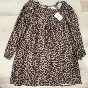 NWT Cotton On Leopard Dress Size 8 Long sleeve Ruffle Details Animal Print